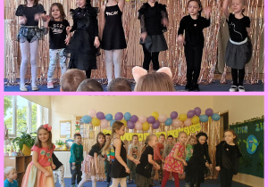 Dzieci z grupy Gwiazdek prezentują taniec grupowy.
