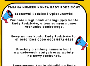 UWAGA! ZMIANA NUMERU KONTA RADY RODZICÓW!