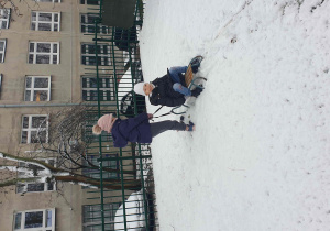 Dziewczynki zjeżdzają z górki na sankach