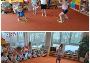 Dzieci wykonują ćwiczenia fizyczne