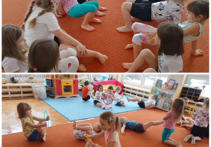 Dzieci współdziają podczas ćwiczeń