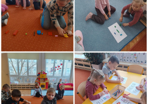Dzieci wykonują zadania z klockami