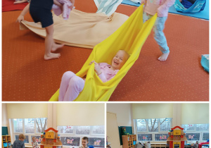 Dzieci wykonują zabawy sensoryczne