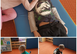 Dzieci ćwiczą bezpieczną pozycję