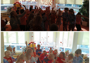 Dzieci bawią się konfetti