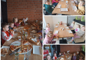 Dzieci siedzą przy stołach