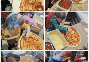 Dzieci przygotowują pizzę