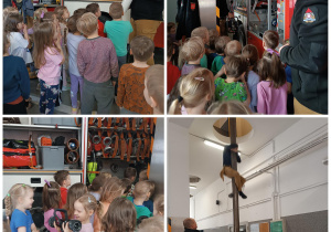 Dzieci oglądają wozy strażackie