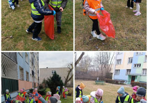 Dzieci zbierają śmieci