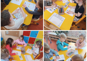 Dzieci kolorują maski