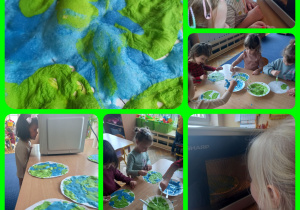 Dzieci tworzą prace plastyczne