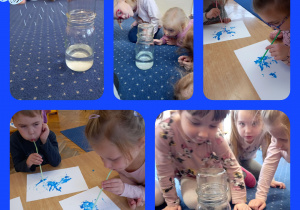 Dzieci wykonują eksperymenty z wodą