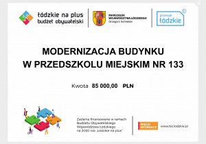 Tabliczka informacyjna - modernizacja budynku PM 133