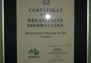 Certyfikat Organizacja Innowacyjna