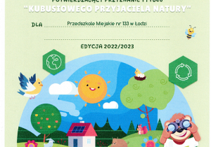 Certyfikat za udział w programie Kubusiowi Przyjaciele Natury
